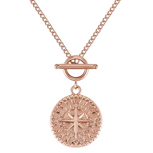 Collier boussole femme acier inoxydable pendentif ajustable BONNYBIRD