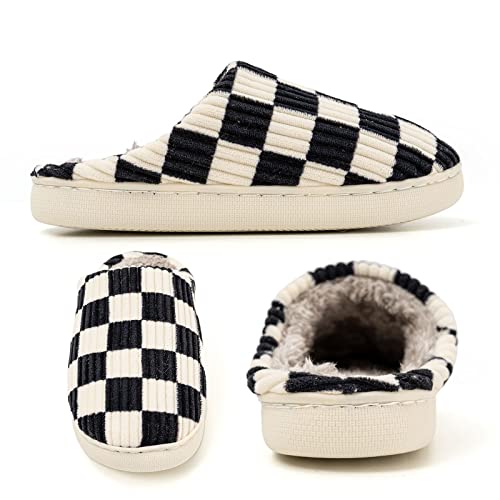 guyarns house slippers for women amp men - fuzzy casual indooroutdoor shoes with memory foam amp faux fur lining