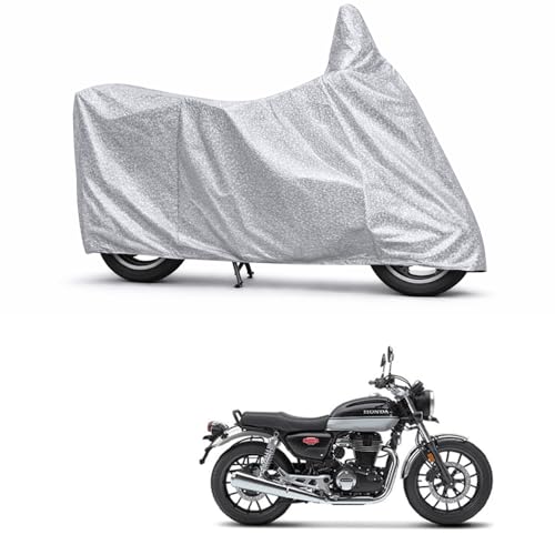 Image of 100% Waterproof Two Wheeler Body Cover Multi Layered Fabric Designed for Honda Hness CB350 | Belt Buckle Lock | Silver Mag