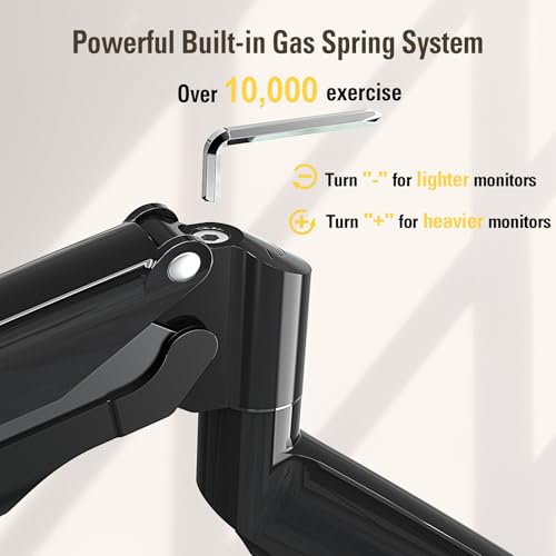 Single Monitor Mount Holds Screen up to 32", Height Adjustable Monitor Arm, Full Motion Computer Monitors Stand with Clamp/Grommet Base, VESA Mounts Fit 4.4-17.6lbs Computer, Black - image 9