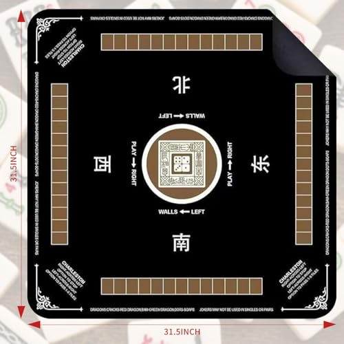 Mahjong Mat,Black Classic Design,Anti-Slip Noise Reduction Game Mat 31.5×31.5 Inch,Perfect for Poker, Card Games & Family Game Night — view 2