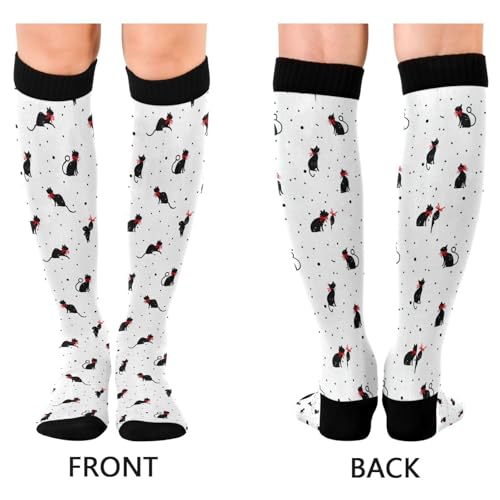 Image of Wusikd Black Cats Compression Socks for Women and Men Circulation Cute Long Socks for Athletic Running 1
