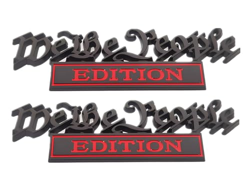 Image of Pair Set We The People Edition Metal Emblem 3D Badge Decal Fits for Universal Vehicle, Car, Truck, SUV Decoration (Black Red)