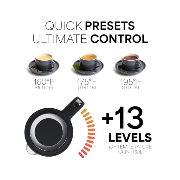 Veken electric tea kettle 17 liters 1500w temperature control keep warm digital display automatic shut off hot water boiler heater pot glass boiling teapot kitchen boil kettles black  urban country home decor