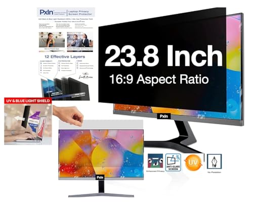 Image of PxIn 23.8 inch (16:9) Monitor Privacy Screen Protector Filter | No Eye Strain | Anti Glare & Blue Light UV, Anti Scratch
