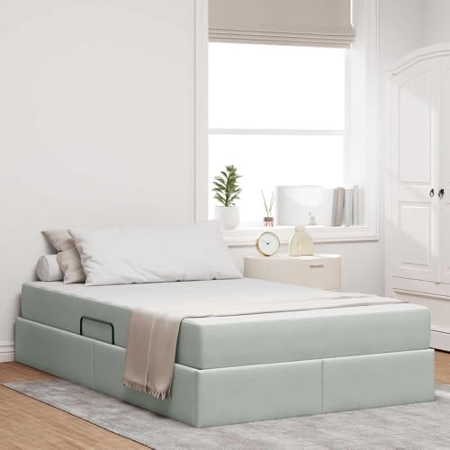 Genérico Cama con Almacenamiento y colchón Gris Claro 120 x 190 cm,Mobiliario,Camas y Accesorios,Camas y somieres-3399706