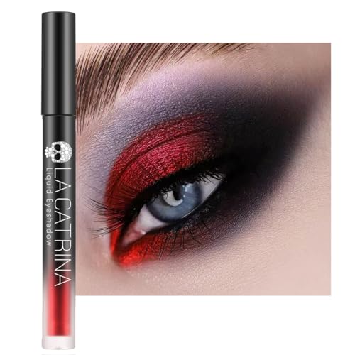 Liquid Red Metallic Eyeshadow - Pigmented True Red Sparkle Goth Eyeshadow for Blue Eyes Long Lasting Waterproof Burgundy Shimmer Eye Shadow Eyeliner Makeup for Daily & Party No Fading & Vegan #07