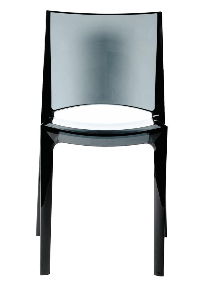 GRAND SOLEIL Grandsoleil Upon B-Side Transparente Chaise empilable, en Polycarbonate, Gris fumé foncé, 50 x 48 x 81.5 cm