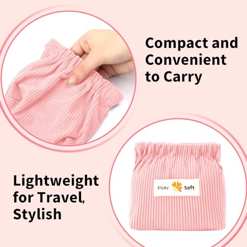 AUGSUN 6pc Corduroy Elastic Hair Tie Organizer, Storage Bag, Makeup Pouch, Travel Accessory, 5.11 x 1.96 x 4.72 IN, Milky White, Green, Blue, Coffee, Pink, Purple3