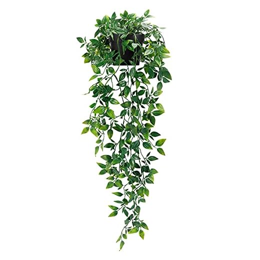 Whonline Fake Hanging Plants, Artificial Small Potted Plants for Indoor Outdoor Aesthetic Office Living Room Shelf Decor (1 Pack)