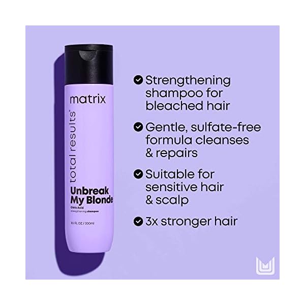 Matrix Unbreak My Blonde Strengthening Shampoo | Repairs and Adds Softness and Shine | For Damaged, Lightened and Over Processed Hair | Sulfate-Free | Packaging May Vary | 10.1 Fl. Oz. | Vegan