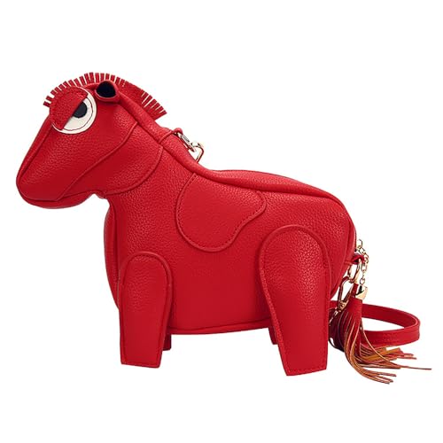 LIZHAOCAI Women Funny Horse Shape Crossbody Bag Cute Animal Shoulder Bag PU Leather Clutch Purse