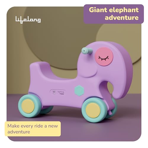 Image of Lifelong Elephant Ride On Toy for Toddlers, Push Ride for Kids 1-4 Years, Glide-Ease Wheels, Easy-Grip Handles, Cute Design, Indoor Outdoor Use, No Assembly Required, Baby Riding Toy(LLCJRO01)