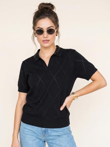 Image of JUNEBERRY Women's Flatknit Solid Half Sleeve Polo T-Shirt with Collared Neck, Casual Style for Office, Travel, (Sizes S to 2XL)