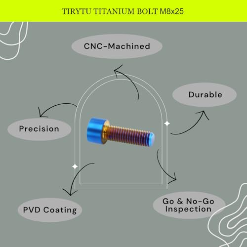 Image of M8x25 Titanium Bolts Socket Head Cap Screw, Burnt Blue, 4PC | Lightweight Design, Socket Head Hex Key No Washer, Ideal for Humid /Salty Environments, Car /Motorcycle Bolts