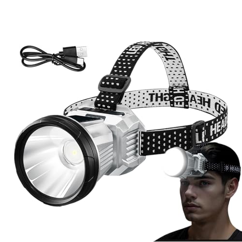 Zvn Zojne Linterna frontal recargable – Linterna LED solar | Linterna frontal ajustable | Linterna frontal LED recargable con 6 modos de iluminación | IPX5 impermeable para pesca
