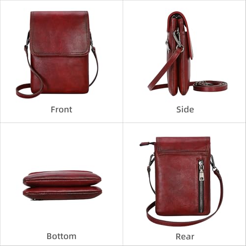 Image of Iswee Rfid Blocking Small Crossbody Bag for Women Travel Classic Style | Genuine Leather，Adjustable Shoulder Strap,Fits 6.9 inch Phone,Anti-Theft Purse,Perfect for Daily Use and Weekend Travel
