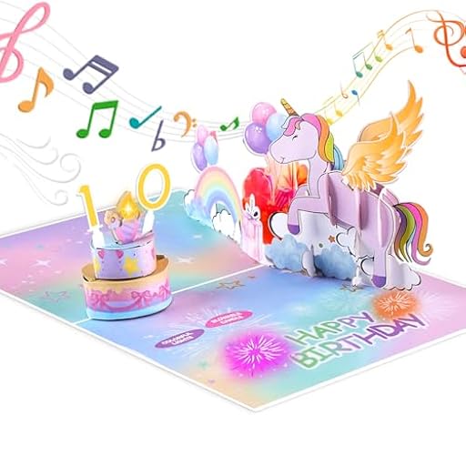 Tarjeta Musical de Cumpleaños de Unicornio – Tarjeta 3D Pop Up con Pastel de Vela Soplable y Luces LED, con Sobre y Tarjeta de Mensaje, Regalo de Cumpleaños para Mujeres, Mamás, Niñas, Niños y Amigos | Ya disponible en tu tienda friki favorita! En mundofriki.es! Tarjeta Musical de Cumpleaños de Unicornio – Tarjeta 3D Pop Up con Pastel de Vela Soplable y Luces LED, con Sobre y Tarjeta de Mensaje, Regalo de Cumpleaños para Mujeres, Mamás, Niñas, Niños y Amigos | Ya disponible en tu tienda friki favorita! En mundofriki.es!