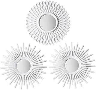 BONNYCO Wall Mirrors Pack of 3 White Mirrors for Living Room, Home Decor & Bedroom | Round Mirrors for Hanging and Wall Decor | Small Mirrors, Shabby Chic Home Accessories | Gifts for Women, Mums