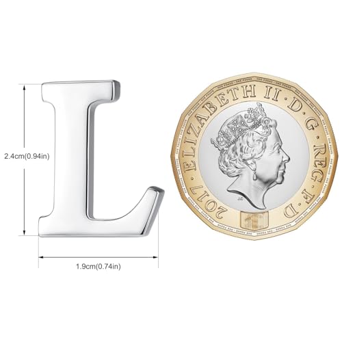 Image of HONEY BEAR Initial Alphabet Letter Lapel Pins Collar Badge Brooches for Mens /Womens Shirt Dress Decoration Silver