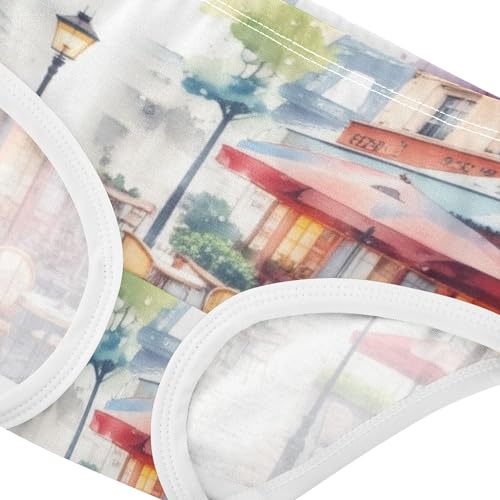 Animal Toddlers Underwear Floral 2t Cotton Girl Panties Cute Watercolor Paris Street Scene Briefs Kids Undies4