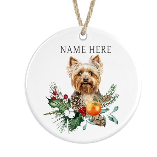 Personalised Yorkshire Terrier Ceramic, Christmas Tree Bauble Decoration