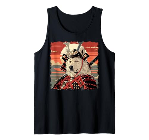 Samoyedo Perro Arte Japonés Samurai Ukiyo-e Vintage Camiseta sin Mangas