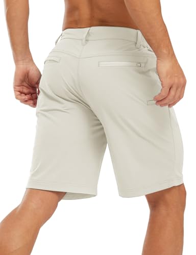 Image of TBMPOY Men's Golf Shorts Lightweight 5 Pockets Casual Dress Stretch Elastic Waist Quick Dry Flat Front Travel Shorts