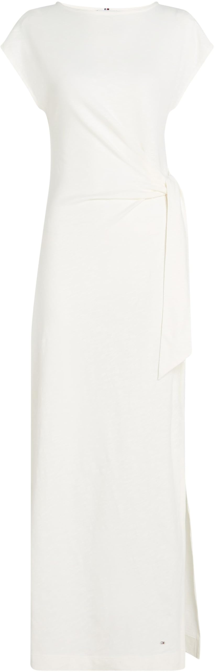 Tommy Hilfiger Donna Abito Knot Midi con Scollo a Barca