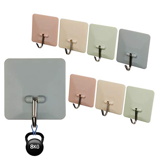 Preisvergleich Produktbild 8 Stück Handtuchhaken Set,LANMOK selbstklebend Haken Racks Handtuch Halter Kleiderhaken Wasserfest Wandhaken Ohne Bohren für Küche Bad Decke Aufhänger