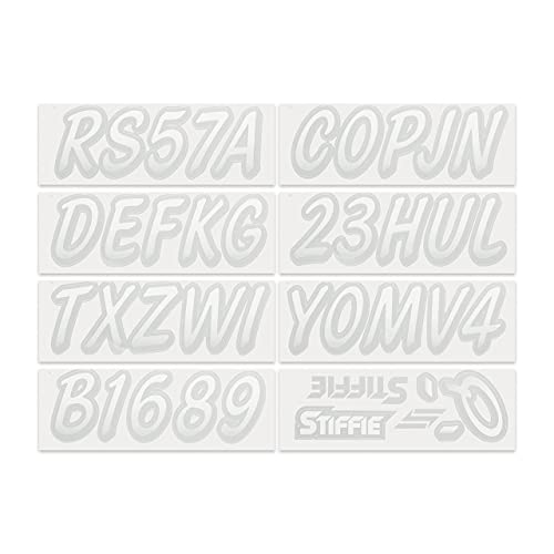 Image of STIFFIE Whipline White /Silver 3 inch Boat & PWC Registration Decals • Numbers Letters Stickers