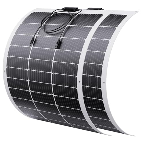 BOKENTIO 400W Flexible Solar Panels (2 x 200W Solar Panels) Monocrystalline 24V/12V Semi-Flexible | Off-Grid Charger for RVs Boats Cabins Vans Cars | Ideal for Uneven Surfaces
