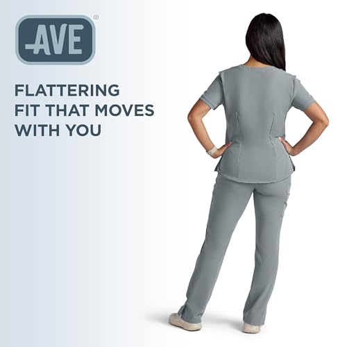 Image of ave. Varick Women's Scrub Pants, Elastic Waistband, 4-Way Stretch Fabric, Fade Resistant, Machine Washable Scrubs, Wrinkle-Resistant, For Nurses & Medical Professionals, (M, Gray)