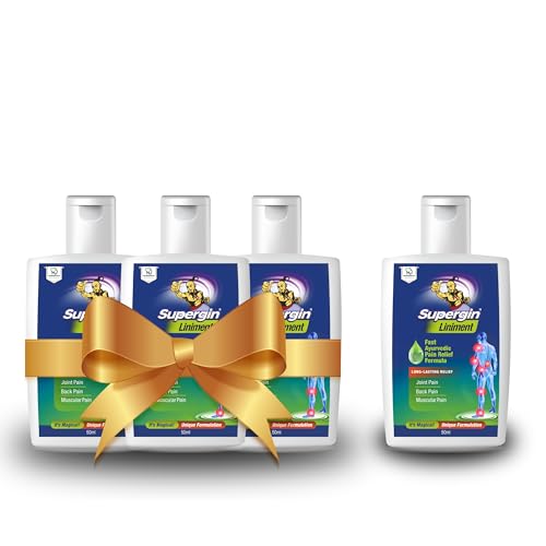 Image of Supergin Liniment Oil 50ml | Ayurvedic Pain Relief Liniment for Joint Pain, Knee Pain, Back Pain & Muscle Pain | Fast Absorbing Herbal Oil for Arthritis, Stiffness, Sprain & Shoulder Pain Relief - Combo Pack