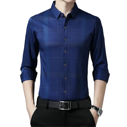 Chemise à manches longues pour homme en coupe slim fit à carreaux casual