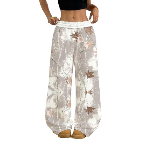 Image of Camo Pants Women Wide Leg Sweatpants Baggy Y2K Camoflage Pants Elastic Waisted Loose Casual Lounge Trousers Joggers