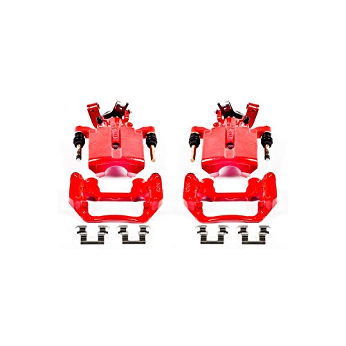PowerStop Rear Red Powder Coated Brake Caliper Pair for Chevrolet Cobalt 2005-08 |HHR 2008-10 |Malibu 2004-12 |Pontiac G5 2007-10 |G6 2005-10 |Aura 2007-09 - High-Temp Brake Caliper Upgrade, S4892