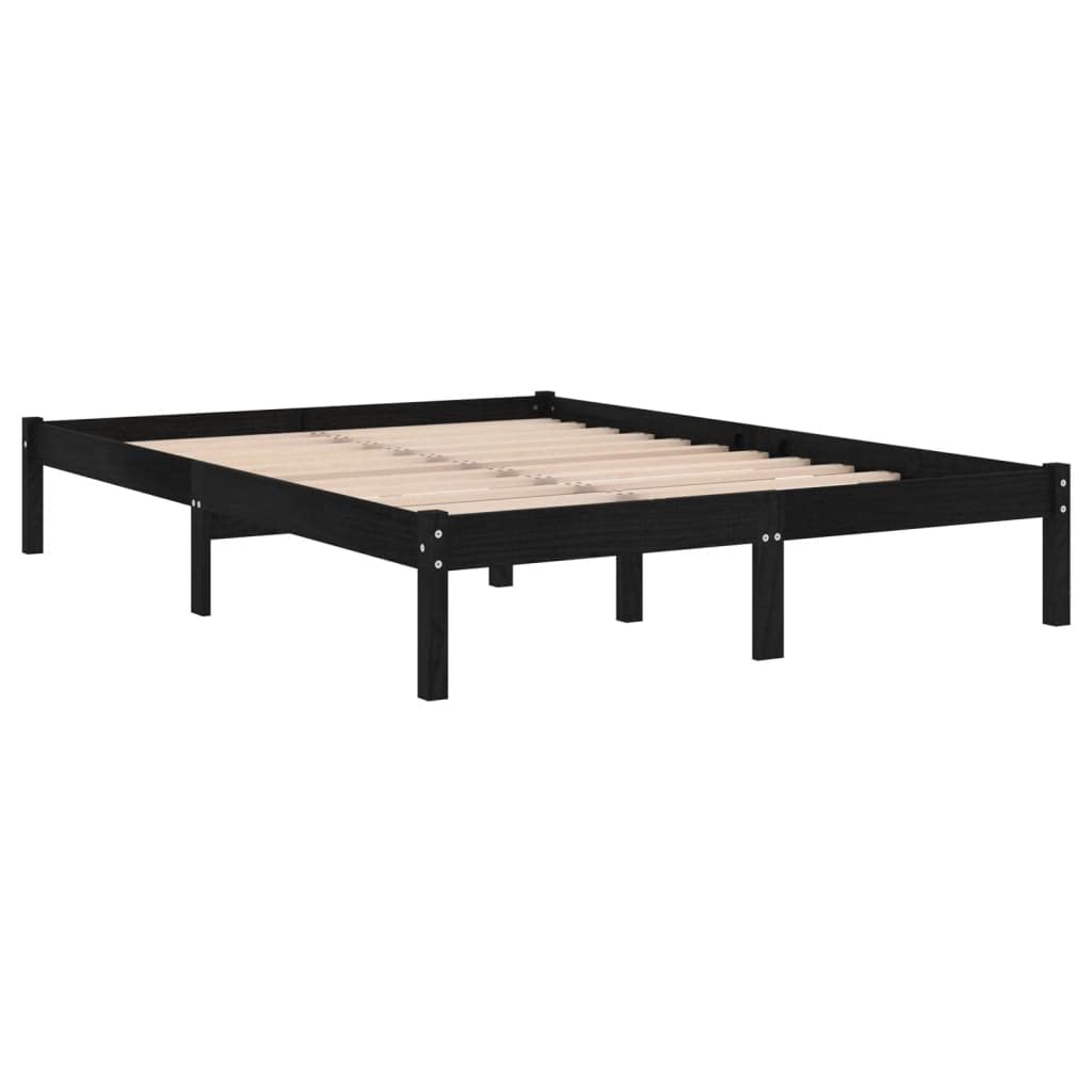 vidaXL Bed Frame without Mattress Black Solid Wood 200x200 cm — image 1