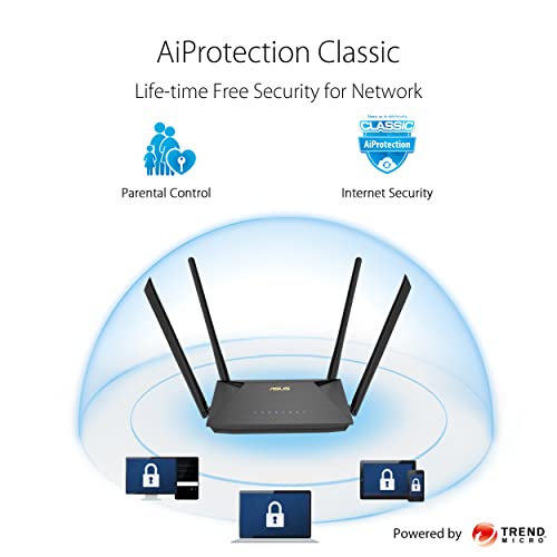 RT-AX53U Dual Band WiFi 6 Router estensibile con Tethering mobile (sostituzione di router 4G 5G) sicurezza di rete gratuita Parental Control, VPN, compatibile AiMesh, Gaming & Streaming Smart - Router - Immagine 3