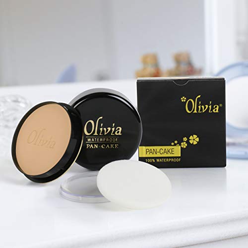 Image of Olivia Waterproof Sun Tone Makeup Cream Concealer Pan Cake (25g, Shade No.27) - Pack of 2 shimmering Finish