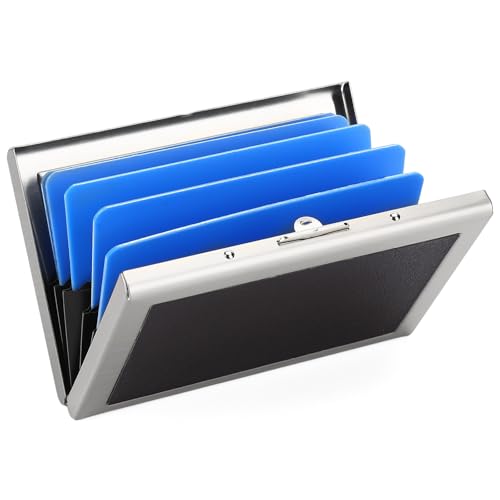Image of Credit Card Holder Wallet for Women Men Stainless Steel Metal Card Case RFID Blocking Business Card Protector Case with 6 Slots