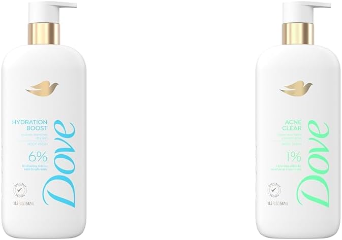 Body Wash Hydration Boost 6% Serum + Acne Clear 1% Salicylic Acid Treatments 18.5 oz Each