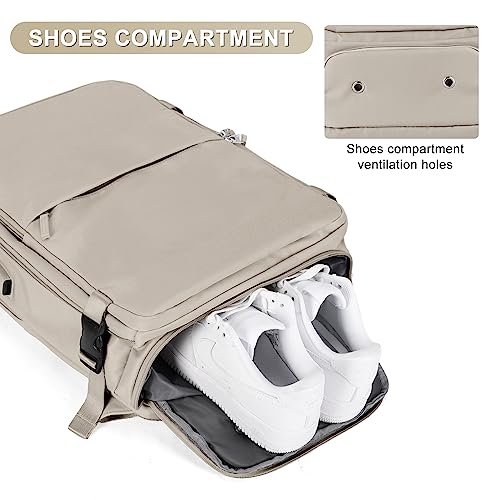 Image of coofay Laptop Travel Backpack For Women Men Airline Approved Carry On Bags For Airplanes Underseat Luggage Backpack For Traveling On Airplane Personal Item Travel Bag For Airlines Light Brown