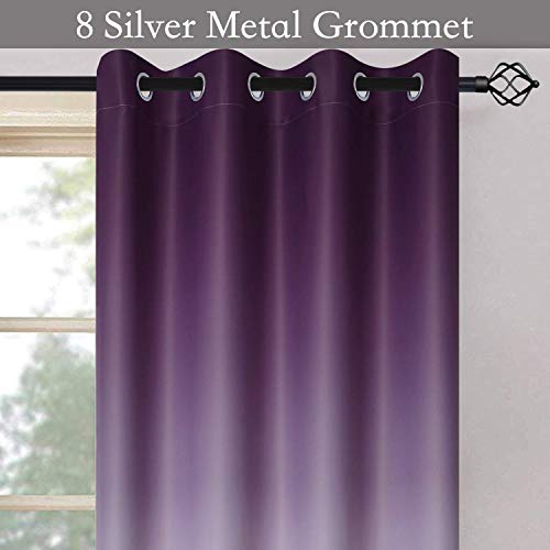 Image of SimpleHome Purple to Grey White Ombre Room Darkening Curtains 84 Inch | Curtains for Living Room,Light Blocking Thick Thermal Insulated Grommet Window Curtains Drapes for Bedroom, 2 Panels,52Wx84L