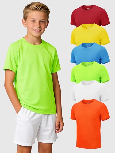Image of HXP 6 Pack Boys Mesh Athletic Shirts Youth Kids Dry-Fit T-Shirts | Available in Sizes 5-18 Shirts for Boys, Mesh Athletic Kids Clothes, Basketball, Soccer, Football, Golf, School, Summer