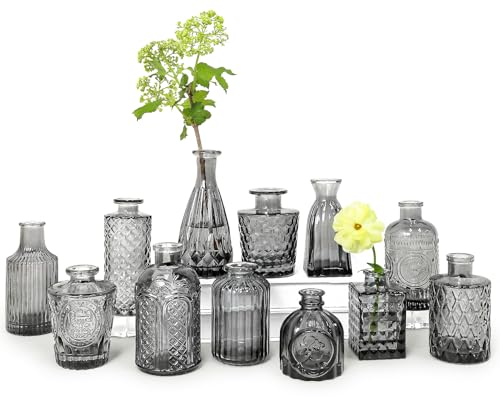 SUPMIND Glass Bud Vases Set of 12 Small Black Flower Vases in Bulk