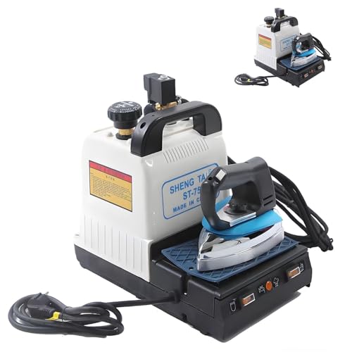 HuanEssentric 1600W Plancha Vapor Industrial,Sistema Planchado Comercial,Caldera 2 litros,Plancha Profesional con Medidor Temperatura Y Presión Ajustables para Tintorería