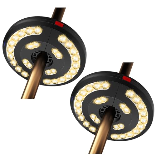 Image of Eletorot 2packs Patio Umbrella Lights-Rechargeable Outdoor Lights for Patio | Patio Table Light 28 LED 3 Lighting Modes for 1.25-1.9inch Pole, Pool Accessories, Garden Backyard Decor