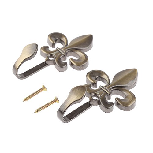 Hicello Curtain Tieback Hooks,2PCS Curtain Tieback Holders,Bronze Metal Flower Wall Hooks for Curtain,Towel,Cloth, Coat