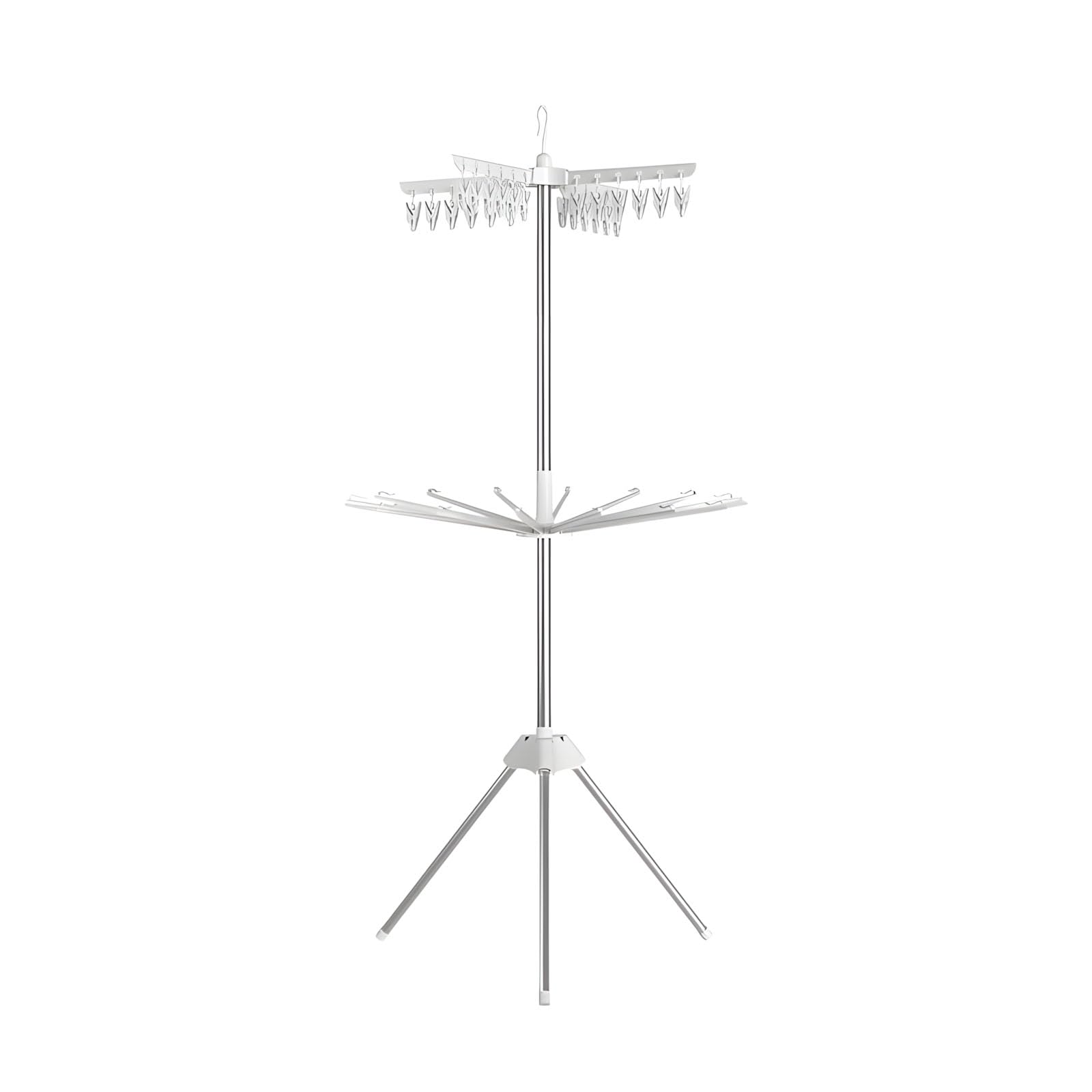 SHINLHUA Family Size Two Layer Pliable Clothes Drying Rack Rustless Frame Multiple Fasteners Space Saving for Small Residences Outdoor Drying Rack